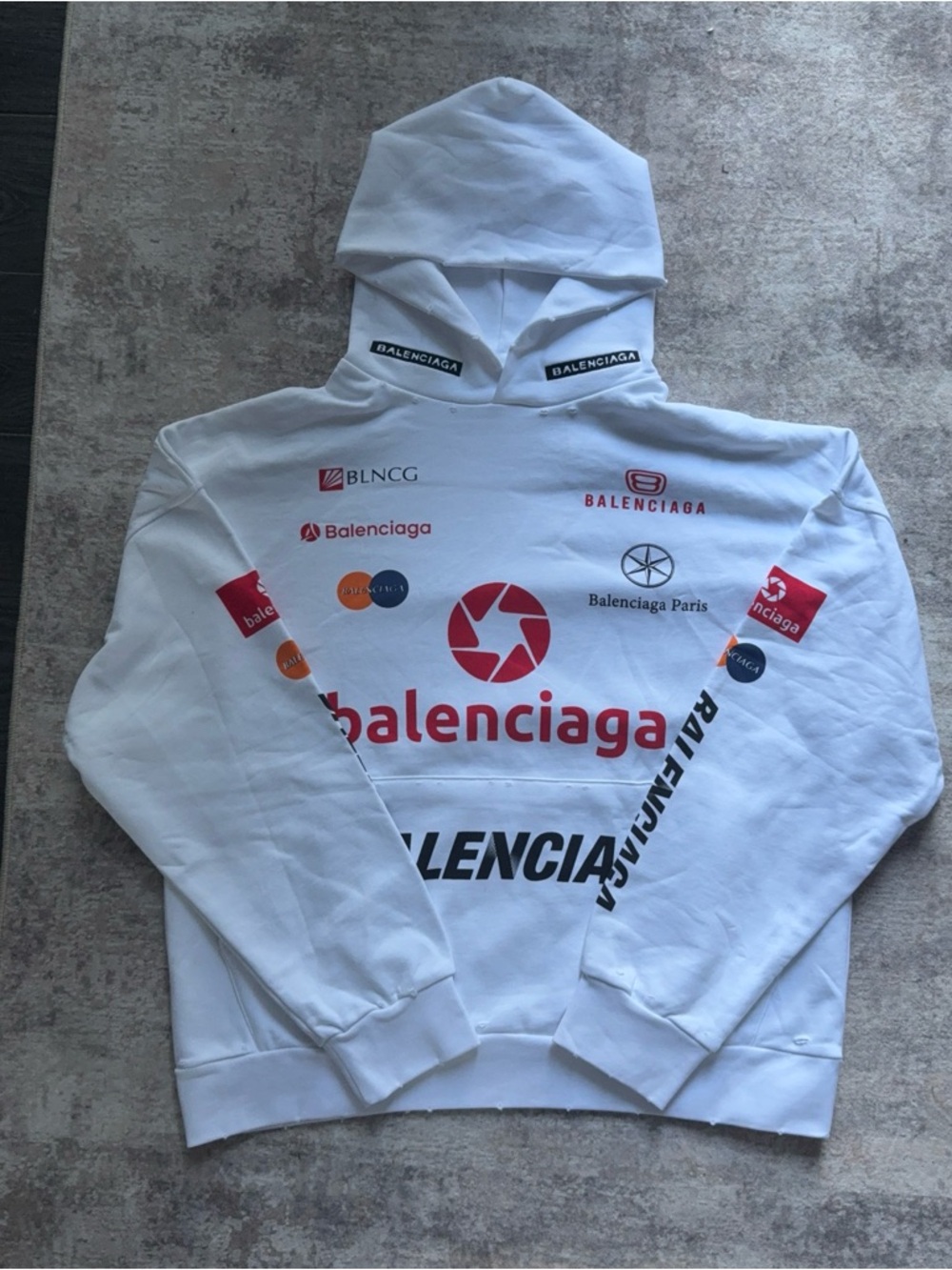 Balenciaga white racing hoodie size S